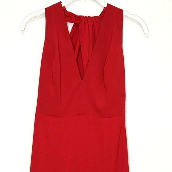 Jill Jill Stuart Dress Womens 6 Red Halter Gown Open Back V Neck Formal 4S1278 - Picture 4 of 9